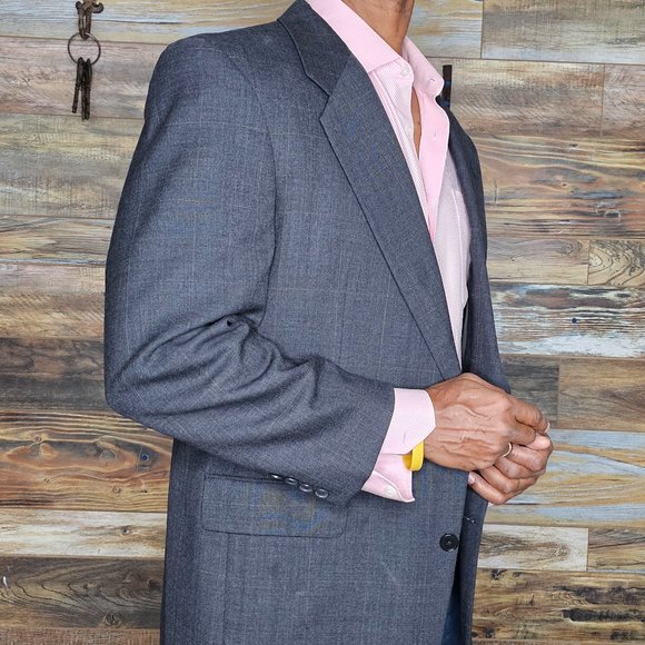 Gieves & Hawkes 100% Wool Gray Plaid Blazer Sport Jacket Size 41R - Picture 8 of 9